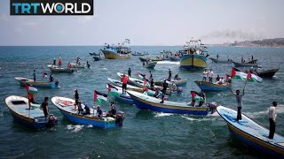 Gaza Flotilla Boats launched from Gaza challenge blockade [upl. by Vezza]