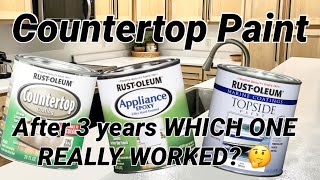 UPDATE Countertop Paint WHICH ONE WORKED 3 Year Review You’ll want to see this before you start [upl. by Aicilegna617]