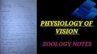 PHYSIOLOGY OF VISION NOTES physiologyofvisionnotes msczoology bsczoology visionnoteszoologynote [upl. by Slorac]