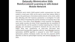 Delanalty Minimization With Reinforcement Learning in UAV Aided Mobile Network [upl. by Amalbena]