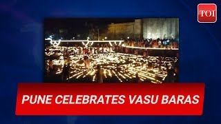 Pune Fifty one thousand diyas lit up on occasion of Vasu Baras [upl. by Nivrek216]