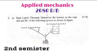 Applied mechanics  2080 RB  2nd Semister  Repeated most imp ctevt engineering [upl. by Demodena]