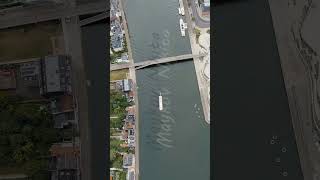 Vertical video Namur Belgium Arrow at the confluence of the Sambre and Meuse rivers Aerial View [upl. by Assener]