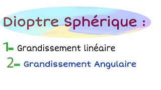 optique géométrique  Dioptre Sphérique  grandissement linéaire angulaire [upl. by Albur]