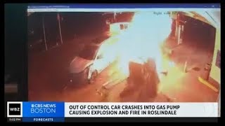 SUV crashes into Roslindale gas station sparking explosion [upl. by Aicilef]