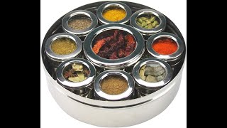 GANGA 8 in 1 Spice Box  Stainless Steel Seethrough lid with containers amp Spoons Masala Dabba [upl. by Lettig]