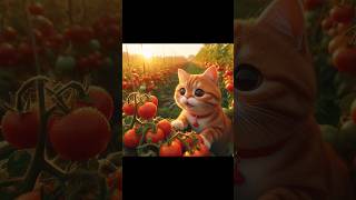 The cat🐱is planting tomatoes aicat storycat cutekitten funny catlover kittymeow aicat [upl. by Lorianne]