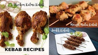 Kebab Recipes  Chicken Kalmi Kebab  Murgh Malai kebab  Seekh Kebab [upl. by Eilrak]