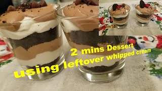 2 mins Dessert using leftover whipped cream  3 ingredient Dessert  Christmas Dessert [upl. by Tserrof]