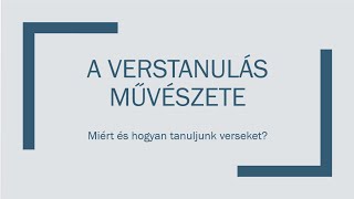 A verstanulás művészete [upl. by Ecinrahs]