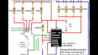 Switchable Monostable 555 Timer Circuit at Four Rotary Position 1ms to 1s [upl. by Gross]