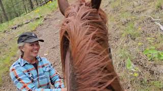 First time on the trail for my student who is new to horses [upl. by Ranilopa]