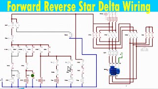 FORWARD REVERSE STAR DELTA STARTER CONTROL WIRING CONNECTION DIAGRAM  STAR DELTA FORWARD REVERSE [upl. by Seravart]