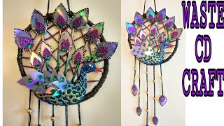 Recycle waste CD craft ideas  CDDVD craft ideas  Peacock craft [upl. by Yenalem602]