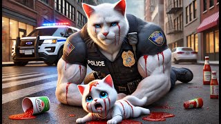 Police Cat Dads Sacrifice 😿  Kitten Fights to Avenge Dadcat cute ai catlover cutecat aicat [upl. by Davis321]