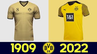 The Evolution of Borussia Dortmund Football Kit  All Borussia Dortmund Football Jerseys in History [upl. by Jasisa460]