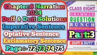 Class Viii Narration DuffampDutt 2024  Page 71to75  ImperativeOptative Exclamatory Sentences [upl. by Eicyak]