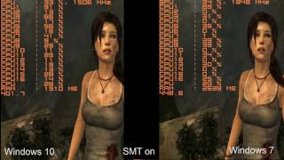 Tomb Raider Ryzen 7 1700 SMT On amp Off Windows 7 vs Windows 10 [upl. by Talyah]