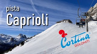 Pista Caprioli bellissima rossa sulle Tofana con panorma quotwowquot cortinadampezzo dolomites skiing [upl. by Nollahs275]