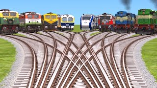 ViiiTrains Crossing At Diamond Bumpy🔺️ Railroad Tracks  railways games  steam trains videos [upl. by Nessa]