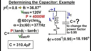 Electrical Engineering Ch 12 AC Power 55 of 58 Determining the Capacitor Example [upl. by Nedrah]