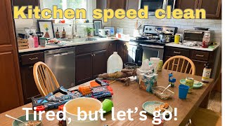 Speed clean the kitchen with me something is better than nothing [upl. by Ahsitra913]