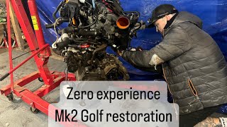 VW Mk2 Golf 18 20VT Restoration Ep4 Welding Seam Sealer amp Engine Removal [upl. by Roydd]