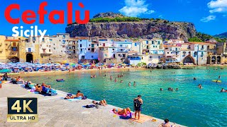 Cefalu Sicily Italy 🇮🇹 4K Town and Beach Walking Tour 2022 [upl. by Leemaj]