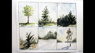 How to Paint TREES BUSHES and PLANTS in Watercolor [upl. by Lak256]