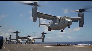 MV22B Osprey and CH53E Super Stallion Transport Marines to USS Boxer off Hawaii [upl. by Rosena]