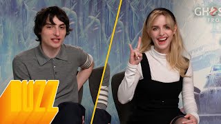 Finn Wolfhard and McKenna Grace talk Ghostbuster suits and Paul Rudd  Ghostbusters Frozen Empire [upl. by Alberic]