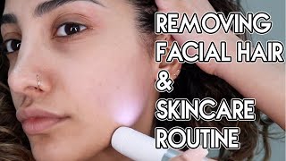 HOW I REMOVE FACIAL HAIR amp MORNING SKINCARE ROUTINE  AnchalMUA AD​ [upl. by Eelatan897]