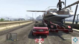 GTA5  Crazy Stolen Boat Car Flip Bug [upl. by Greg67]