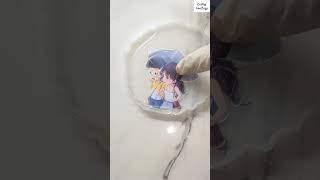 DIY Nobita amp Shizuka Resin Coaster 😍  Easy Resin Art Tutorial for Beginners resincoasters [upl. by Aysahc]