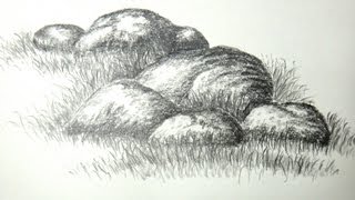 How to draw rocks or stones with pencil [upl. by Arvin669]