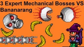 Terraria  3 Expert Mechanical Bosses VS Bananarangs [upl. by Gilburt756]