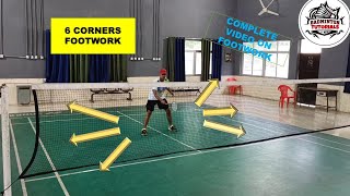 BADMINTON 6 CORNERS FOOTWORK COMPLETE VIDEO  TYPES OF FOOTWORK badminton badmintonfootwork [upl. by Egiedan]