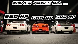 600 HP INTEGRA VS 500 HP SRT4 VS 650 HP GTR HIGHWAY RUNS [upl. by Joash]