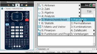 TI NSpire Fakultät und Binomialkoeffizient berechnen [upl. by Parthen]