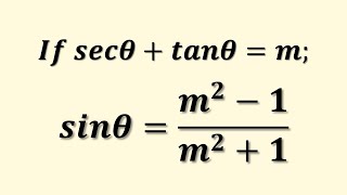 If sec theta  tan theta  m Show That m21m21sin theta  Trigonometric Identities Class 10 [upl. by Beekman]