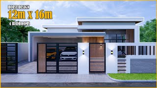 House Design  Simple House Design  12m x 16m with 4 Bedroom [upl. by Nauhs]