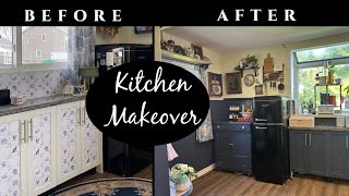 Before After Kitchen Makeover Unfitted Cottage Kitchen cottagecore vintagehome thriftedhome [upl. by Lebama]