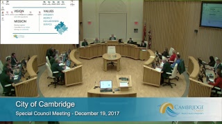 City of Cambridge  Special Council Meeting  Budget Dec 19 2017 [upl. by Ahseined]