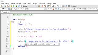 Convert Degree Celsius To Fahrenheit C Program [upl. by Eendyc]