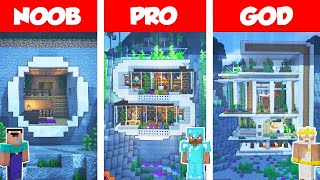 Minecraft NOOB vs PRO vs GOD UNDERWATER MODERN HOUSE BUILD CHALLENGE in Minecraft  Animation [upl. by Ellirehs]