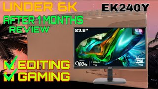 After 1 month using Acer EK240Y 24quot FHD Monitor Unboxing and review EK Series monitor [upl. by Jabe]