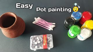 Easy Pot Painting Ideas Using EarBuds and Bindi  DIY Pot Painting Ideas devoartsandcrafts4787 [upl. by Siloum]