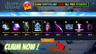 Claim Now 😍 M1887 snow skin 🥵 Free fire 2023 Winterland event free rewards 🔥 Garena free fire [upl. by Ailemac]