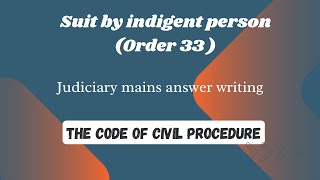 Suit by indigent person  CPC  Mains Answer writing  Judiciary exam [upl. by Kenon]