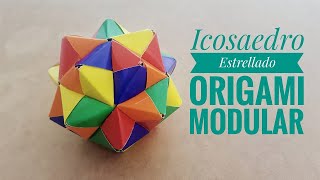 ⩥ Cómo hacer un ICOSAEDRO Estrellado  Origami Modular  PASO A PASO ✅ [upl. by Staffard]